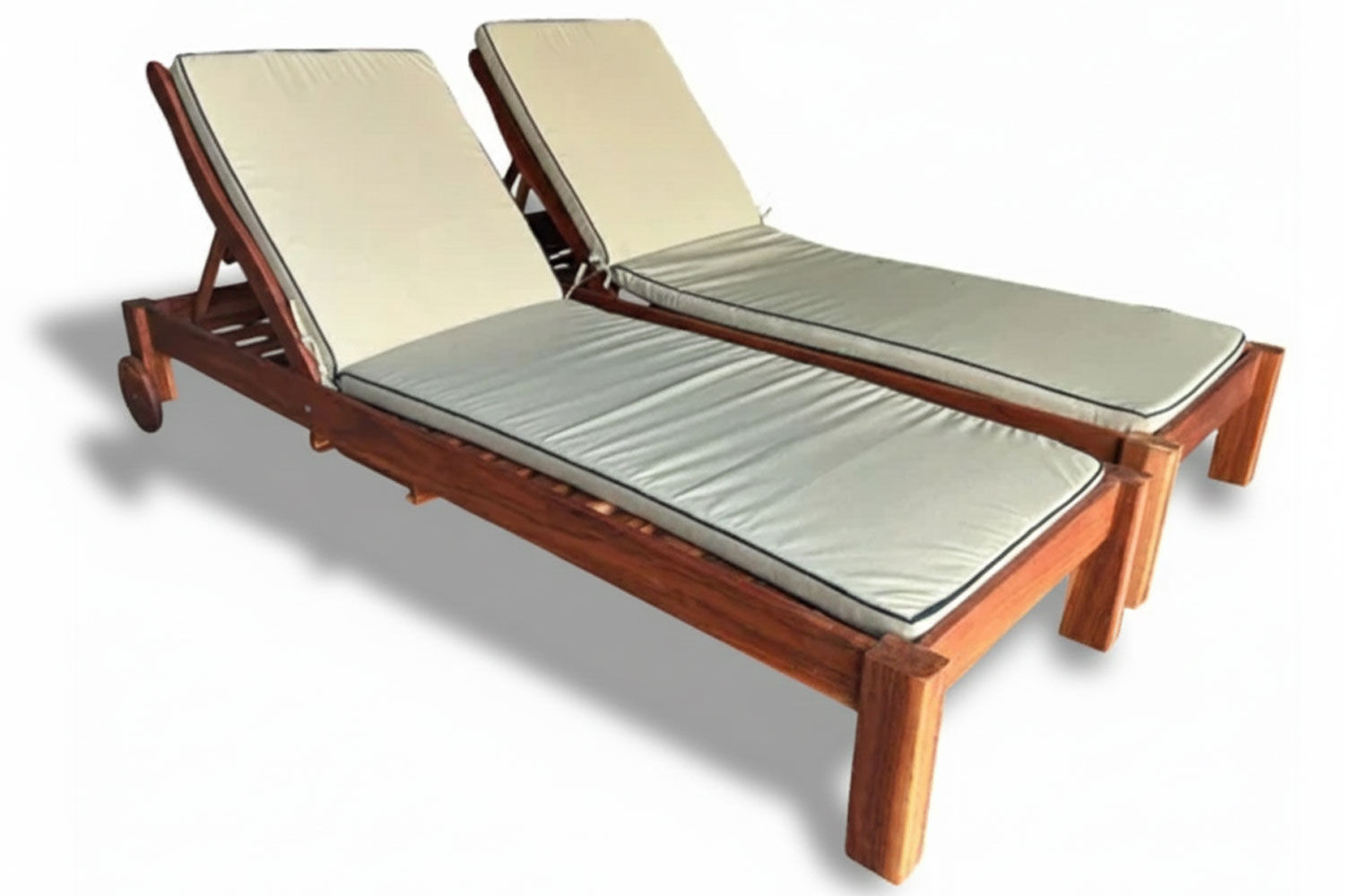 Zambezi Teak Sun Lounger Set 2-Piece (Universal Beige Cushions)