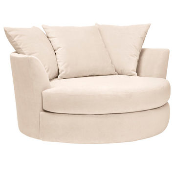 Fiona Velvet Barrel Lounger Accent Chair- Cream