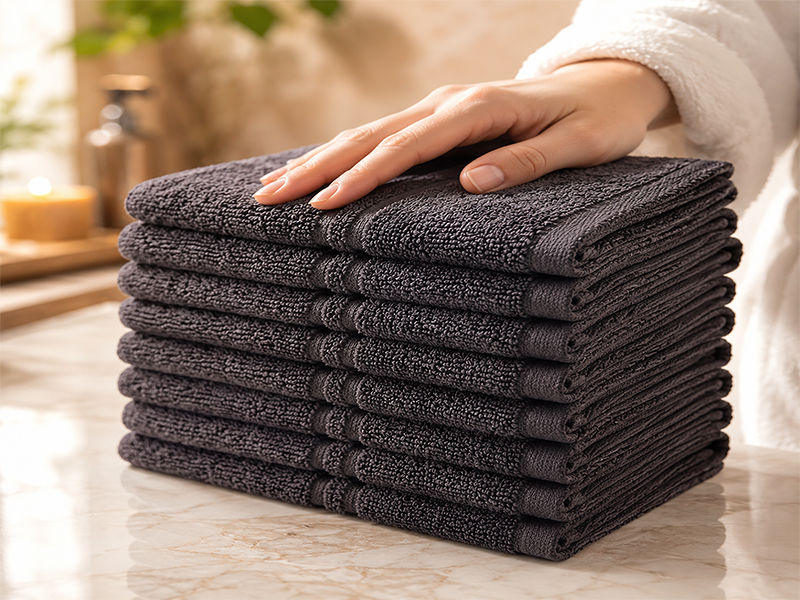 Hotel Collection 600GSM Face Cloths - 10 Pc Pack - Pavement