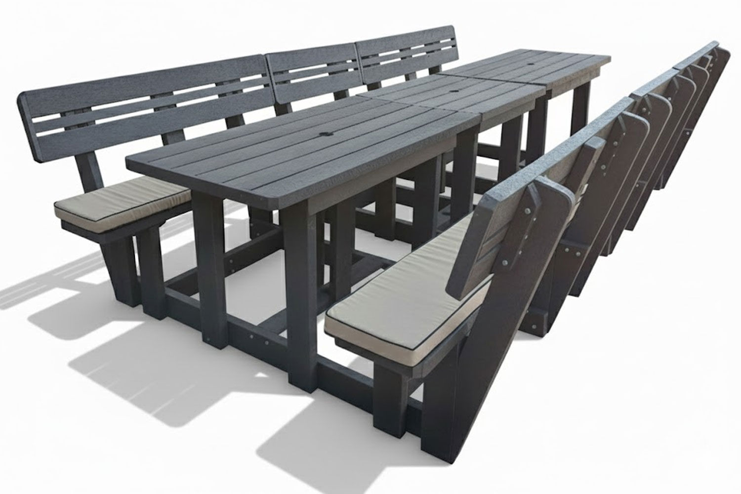 Recycled Plastic Picnic 3 piece set 10-Seater XXL Plus Backs With Beige Cushions