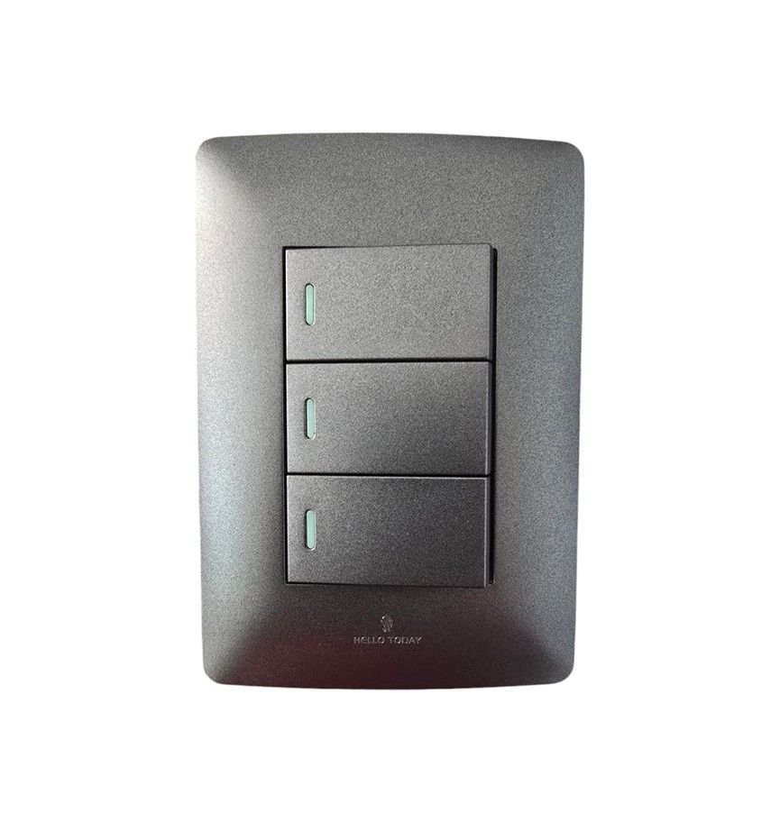 HT 3 Lever Light Switch 16A 250V 4x2 - Black