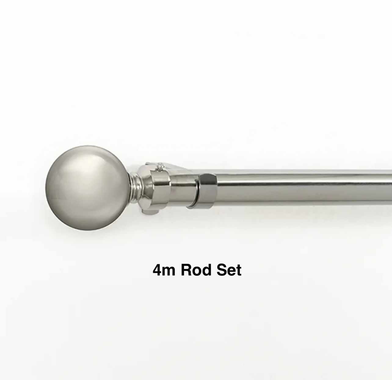 Silver Sinlge Curtain Rod Set -Ball Finial 4m