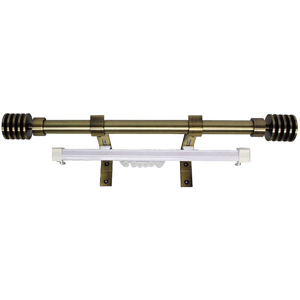 Matoc 25mm Pole and Single Rail Kit - Five Circle Finials - Antique Brass - 2.0m