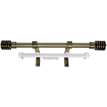 Matoc 25mm Pole and Single Rail Kit - Five Circle Finials - Antique Brass - 2.0m