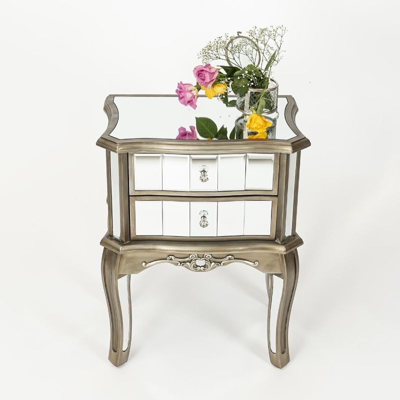 KC FURN-Vintage Mirror Pedestal  2 Drawer  Medium