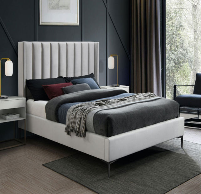 Sabella Sleigh Bed Double -Off White