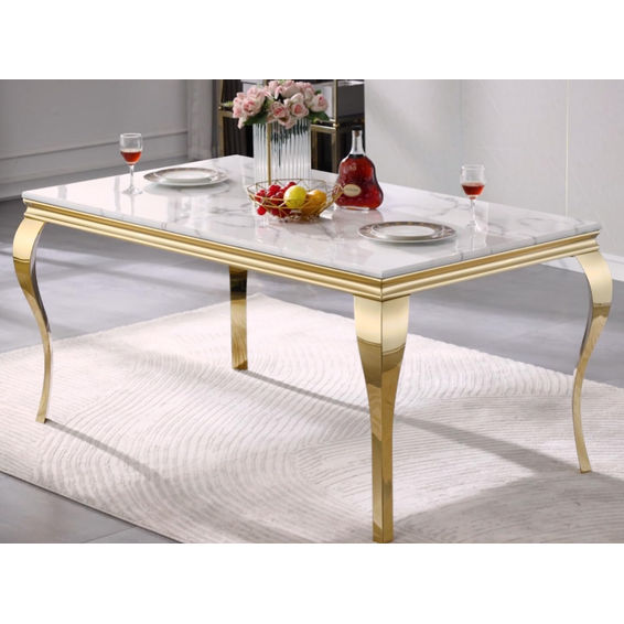 White And Gold Dinning Table