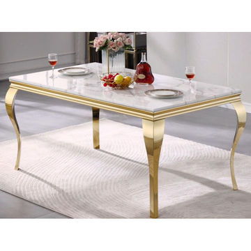 White And Gold Dinning Table