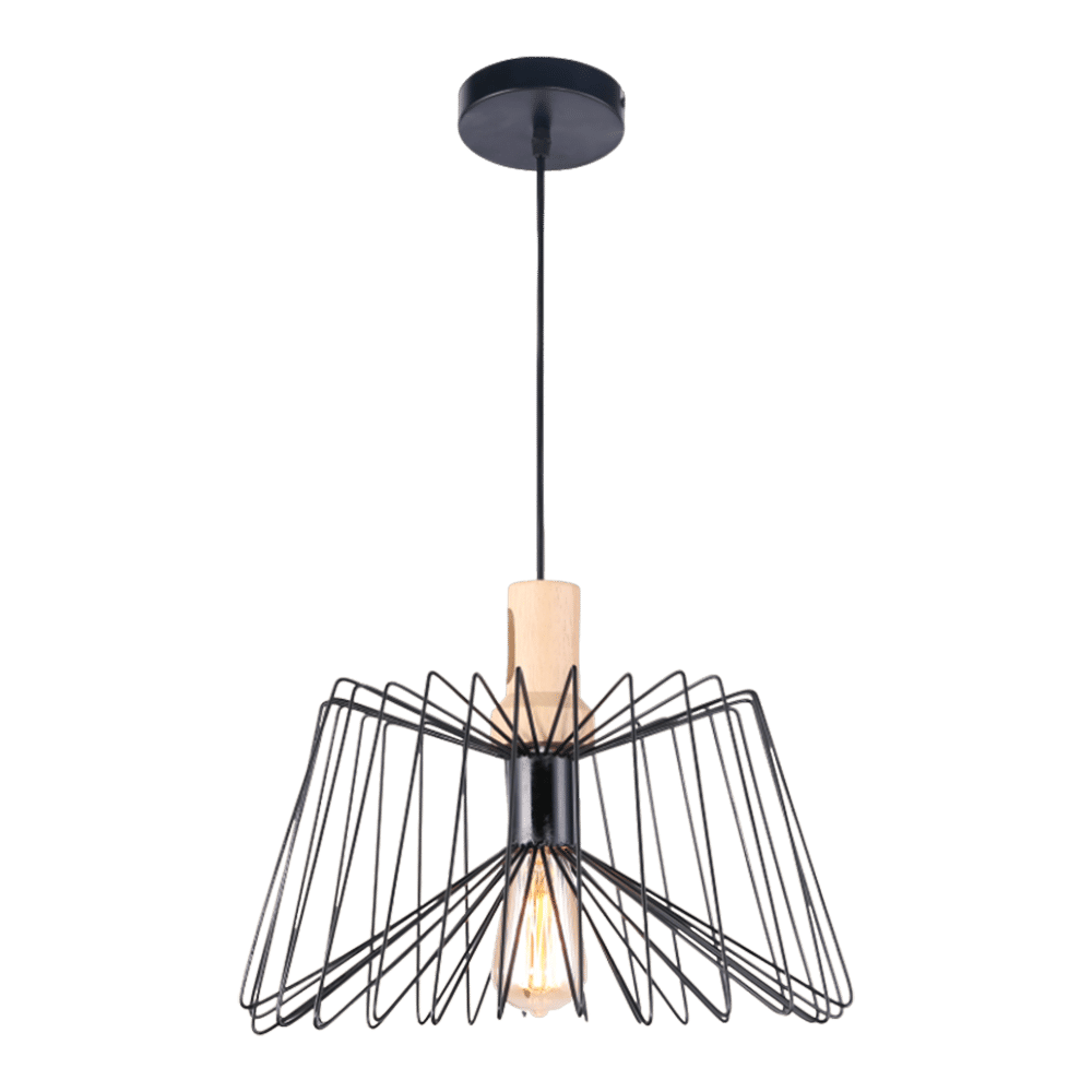 Pendant Lighting – Scandinavian Range – Geometric Black Metal And Wood