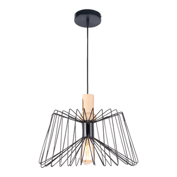 Pendant Lighting – Scandinavian Range – Geometric Black Metal And Wood