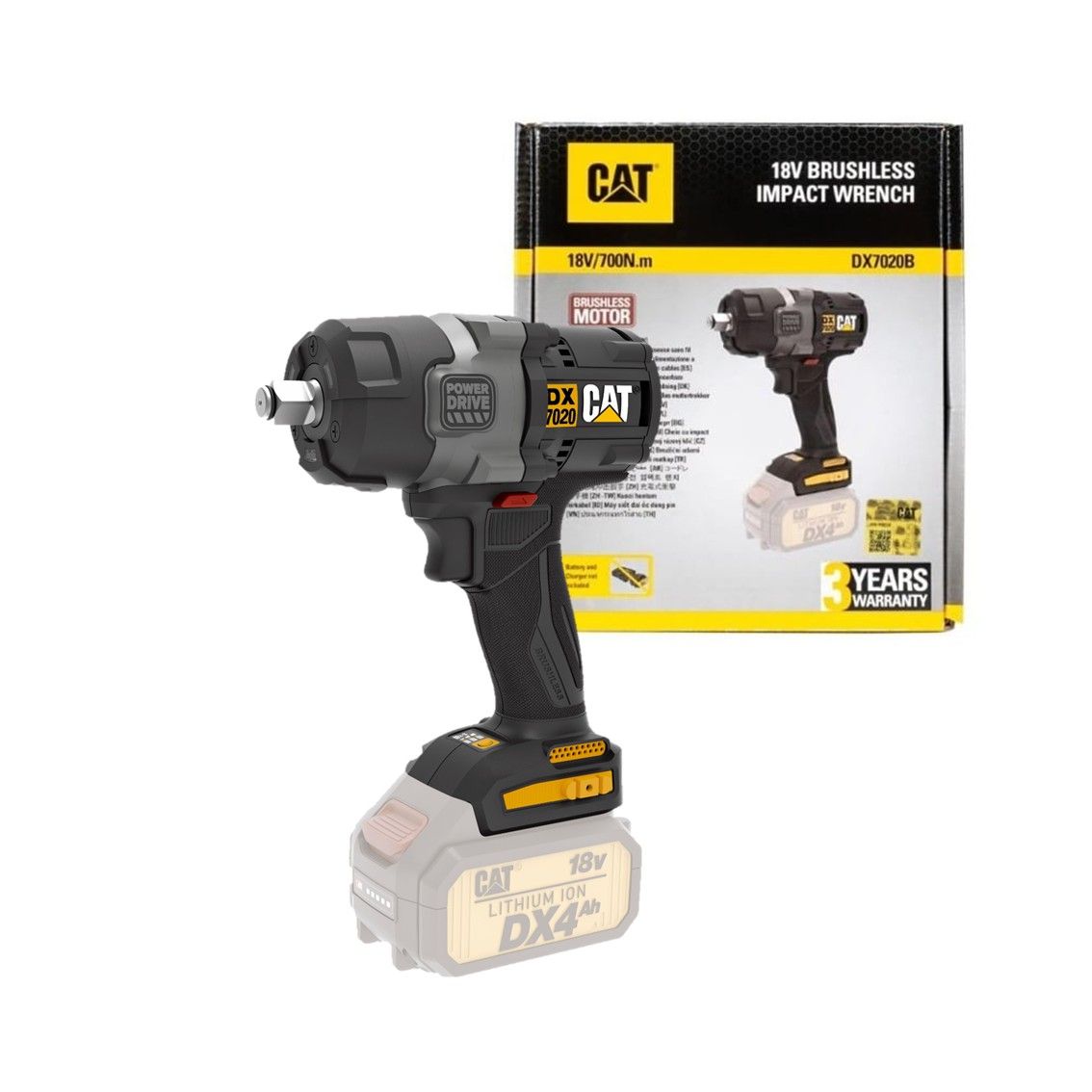 CAT 1/2" Impact Wrench BL 700Nm 18V TOOL ONLY