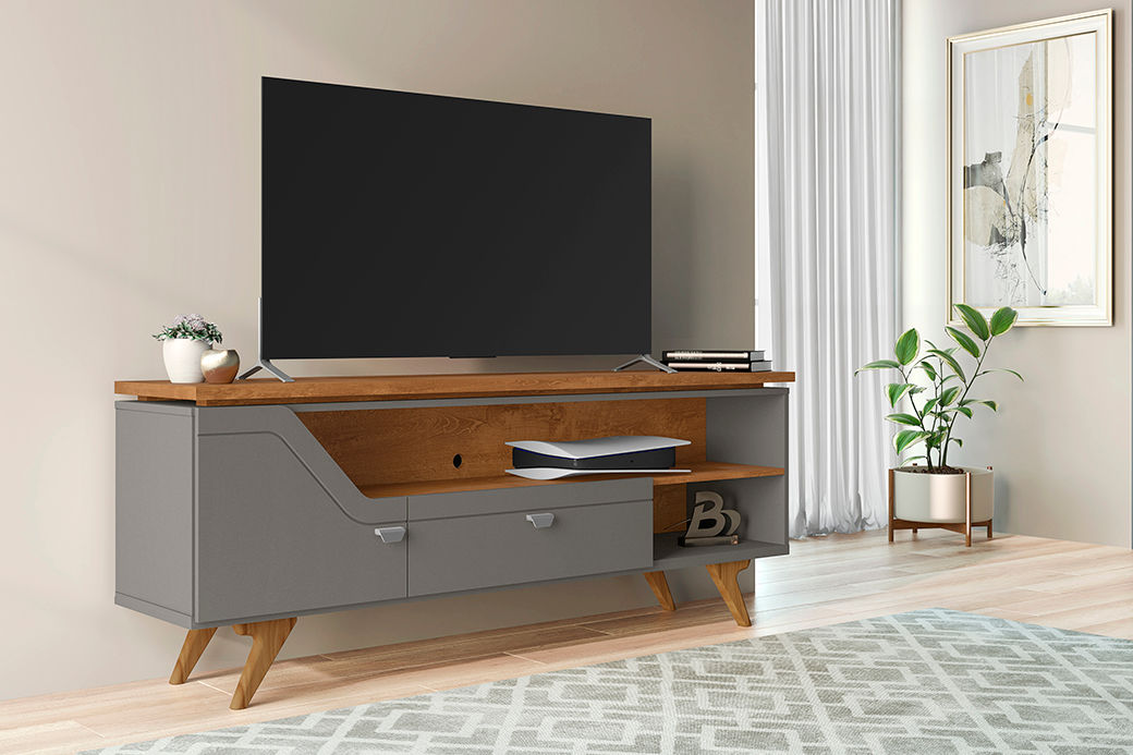 Rack Seville Plasma Stand -Titanium/Natural