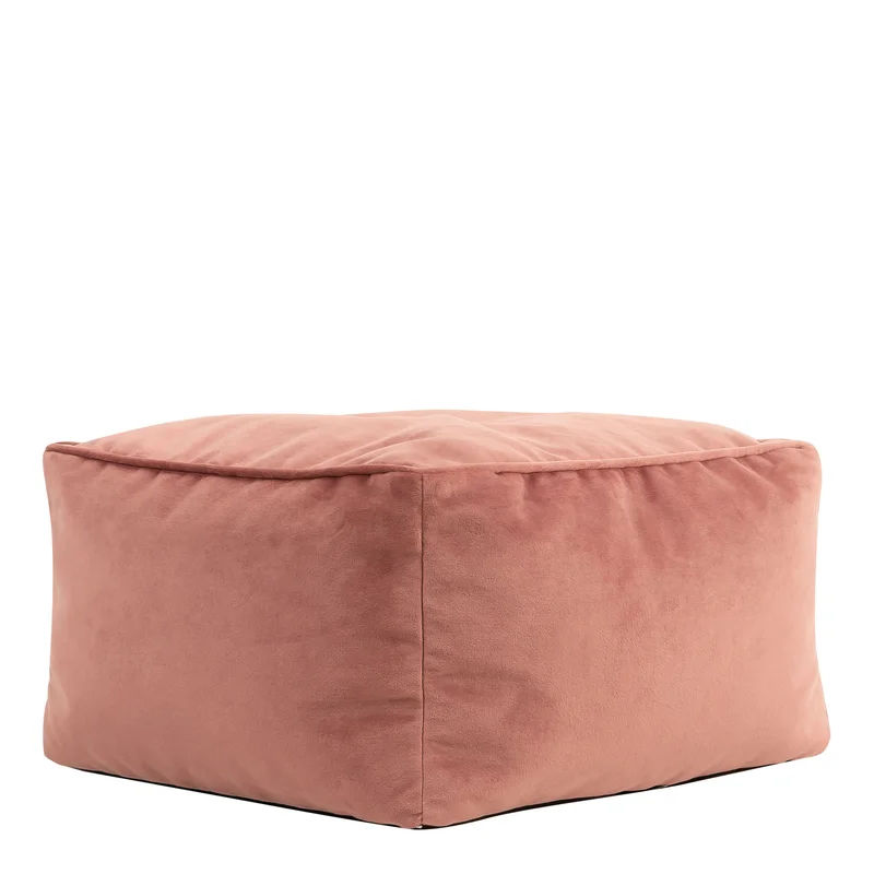 Jane Velvet Square Pouffe Ottoman - Pink