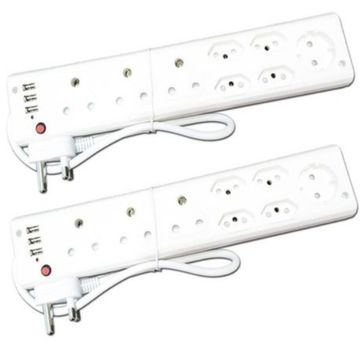 2 x Redisson USB Multiplug With USB - Multi plug USB - 9 Way