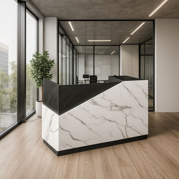 KC FURN - Black and White Reception Desk 2m
