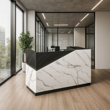 KC FURN - Black and White Reception Desk 2m