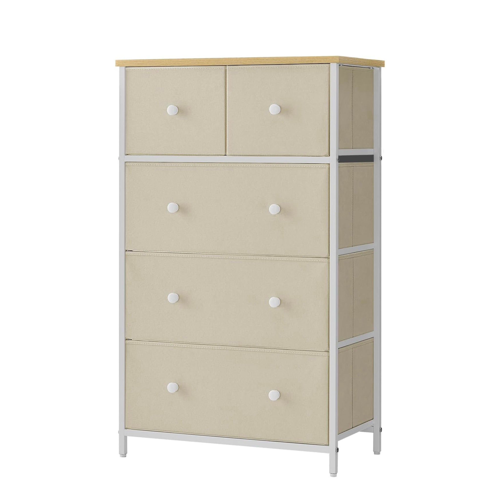 GOLD CREAM 5-DRAWER FABRIC STORAGE ORGANIZER WITH METAL FRAME