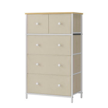 GOLD CREAM 5-DRAWER FABRIC STORAGE ORGANIZER WITH METAL FRAME