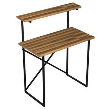 Modern Computer Desk, Writing Study Desk with Top Shelf By Woodly - Walnut