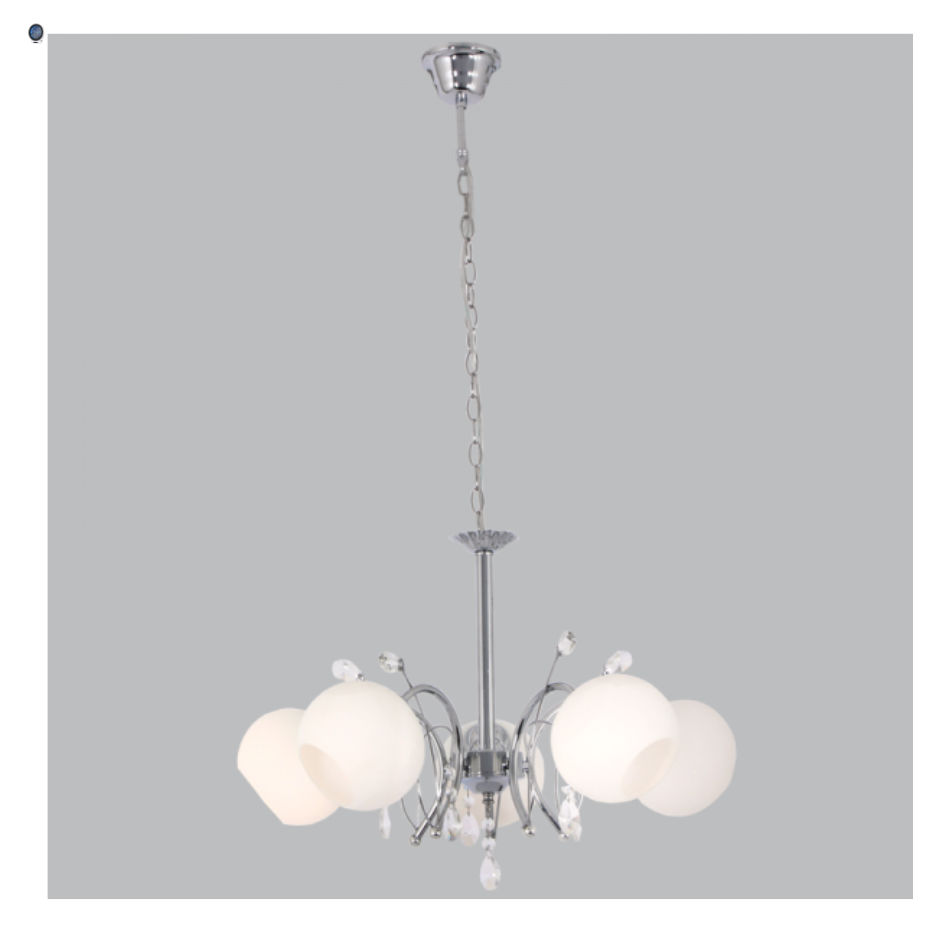Polished Chrome Chandelier with Opal Glass and Acrylic Crystals