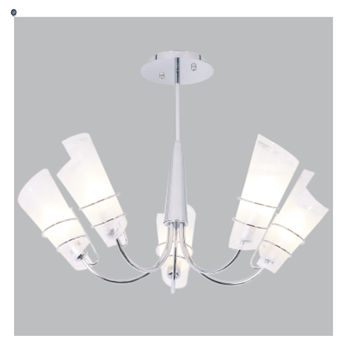 Polished Chrome Chandelier with Frosted Glass
