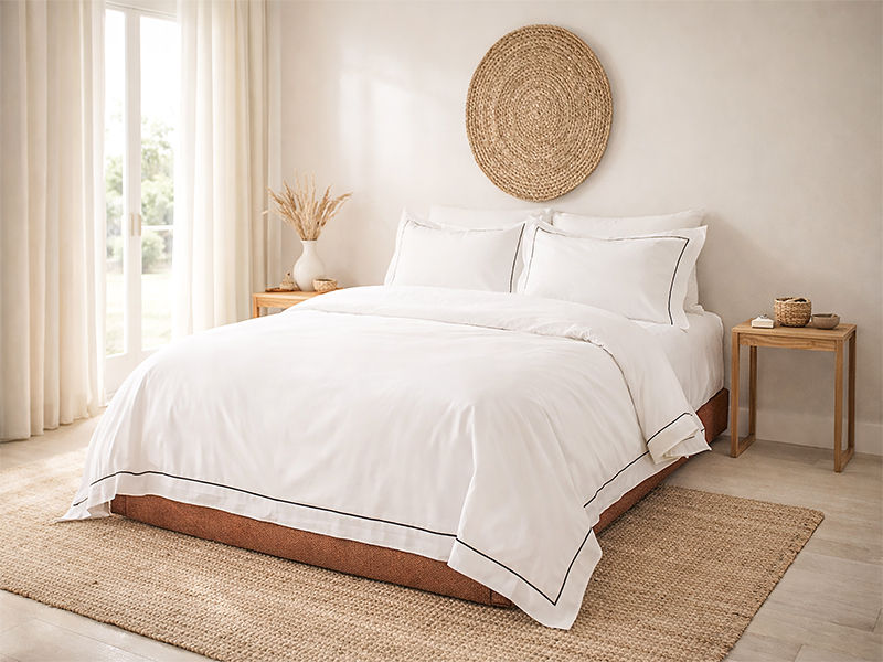 Premium Collection - Super Soft and Breatheable Oxford Jet Black Satin-Stitched Duvet Cover Set - (01 Set) - Single