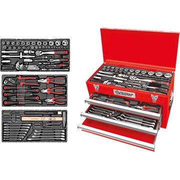 AmPro 118Pc 1/4 & 1/2 Dr. 3-Drawer Chest Tool Set Metric