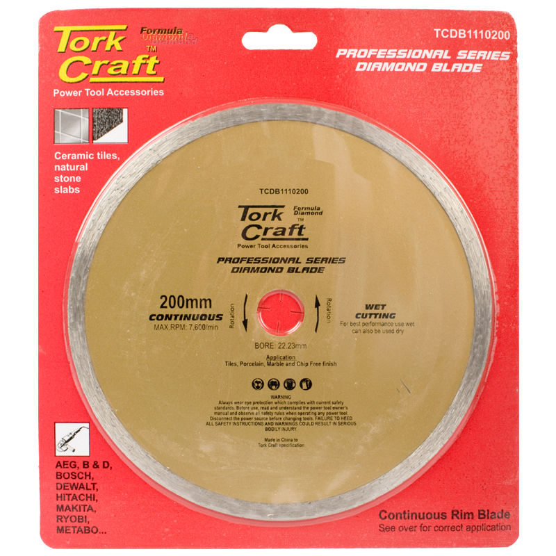 Tork Craft - Diamond Blade 200mm x 22.22 Continues Rim