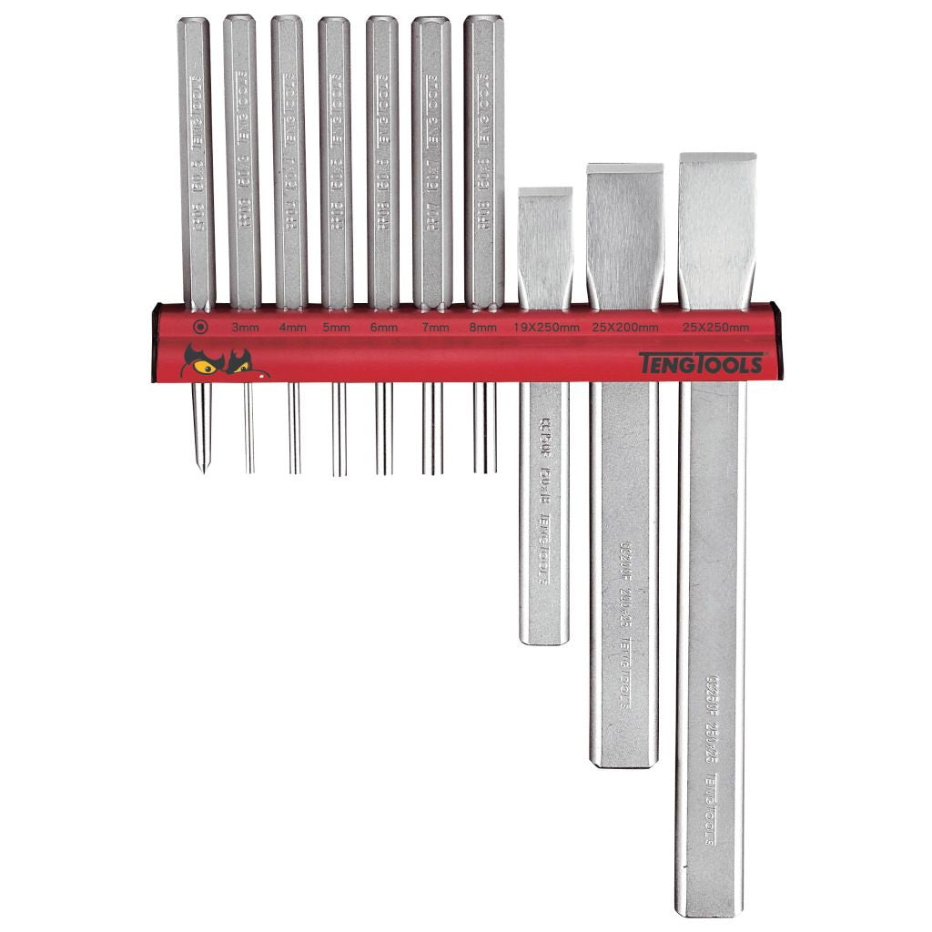 10PC Pin Punch And Chisel Wall Rack