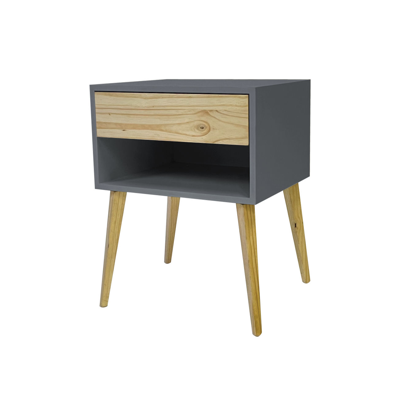 Fihlo One Drawer + Shelf Side Table - Grey