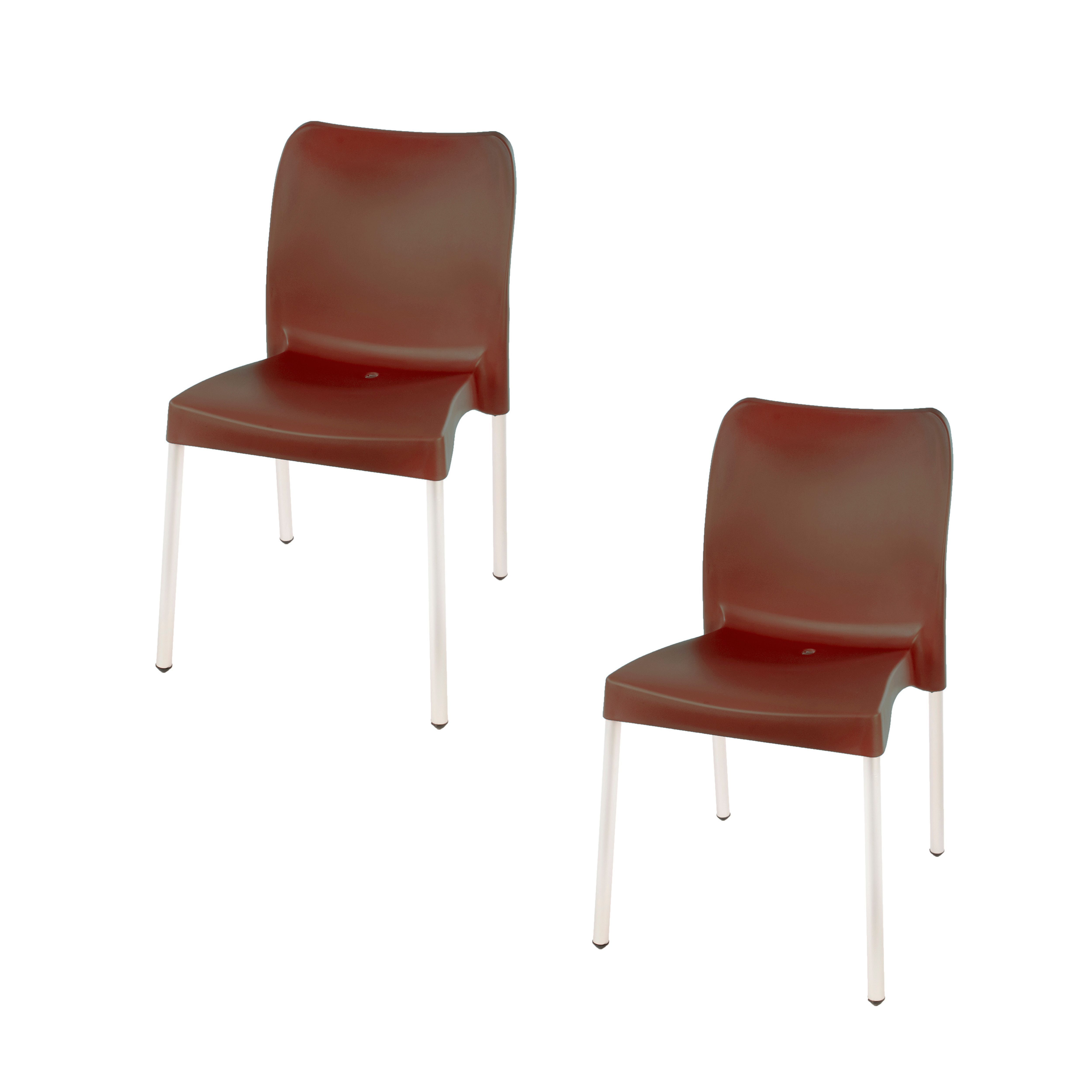Florence Heavy  Duty Plastic Bistro Chair / Patio Chair / Garden Chair / Stackable - NO ARMRESTS - COCO  - Set of 2