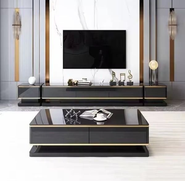 Luxy TV Stand- Black & Gold