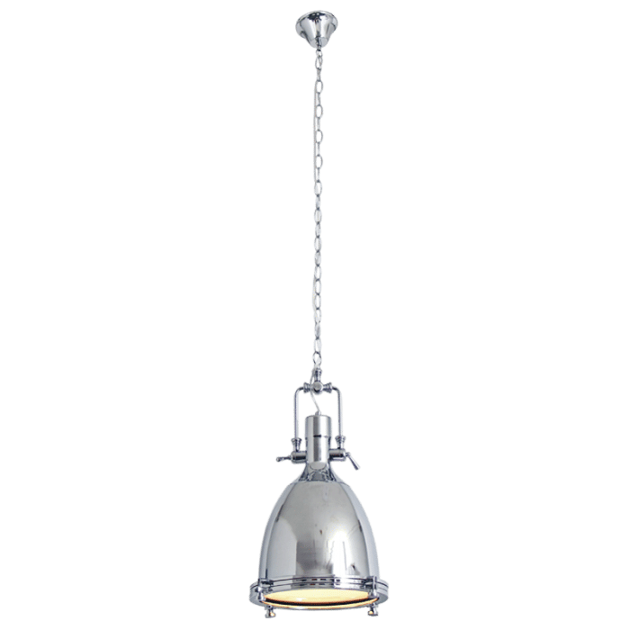 Polished Steel and Glass Pendant