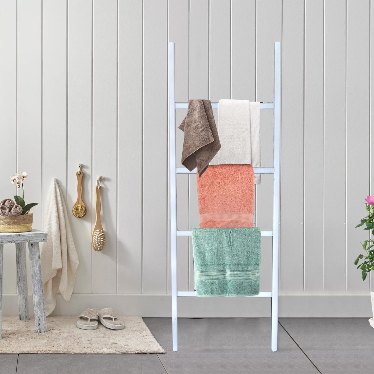 4 Rungs Towel Ladder -White