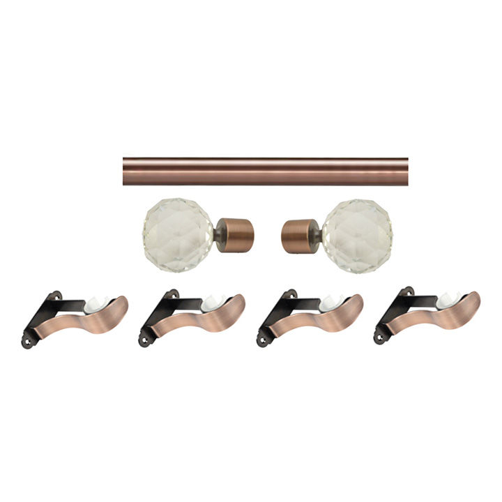 Matoc 28mm Single Pole Set - Crystal Ball Finials - Antique Copper - 4.0m