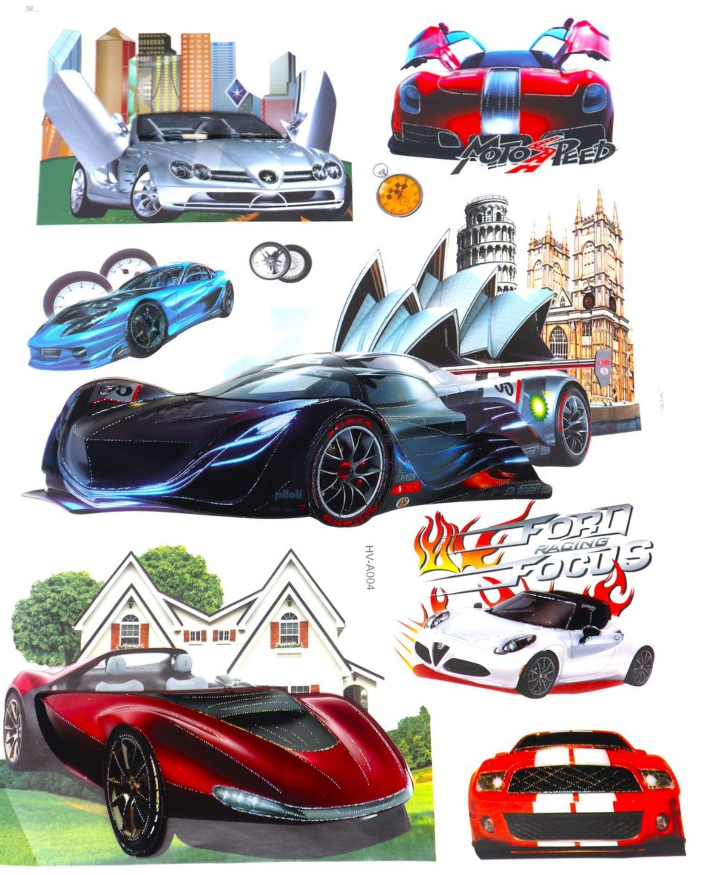 Sports Cars 3D Wall Art Stickers For Kids - Option 3