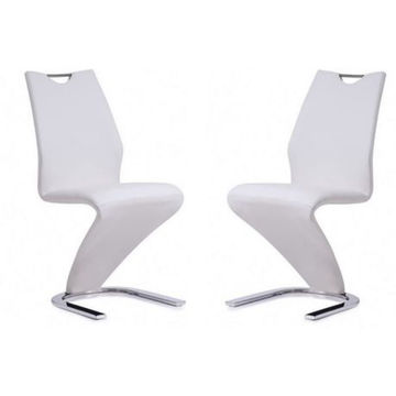 Set of 2 Z-Shape Luxury and Modern Dining Chairs - White