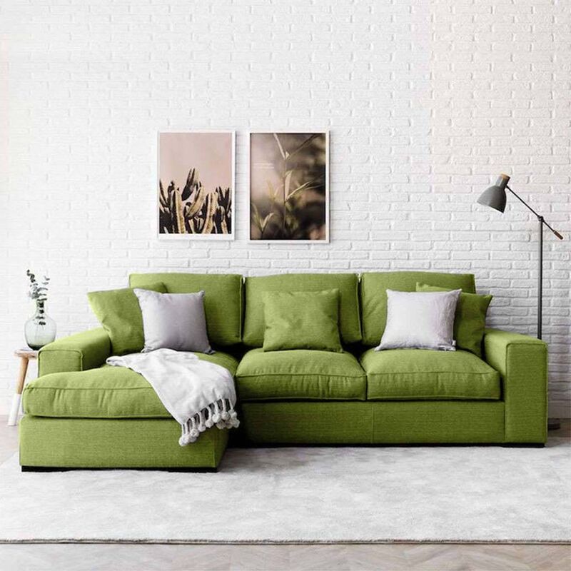 Alice L Shape Sofa -Green -Velvet