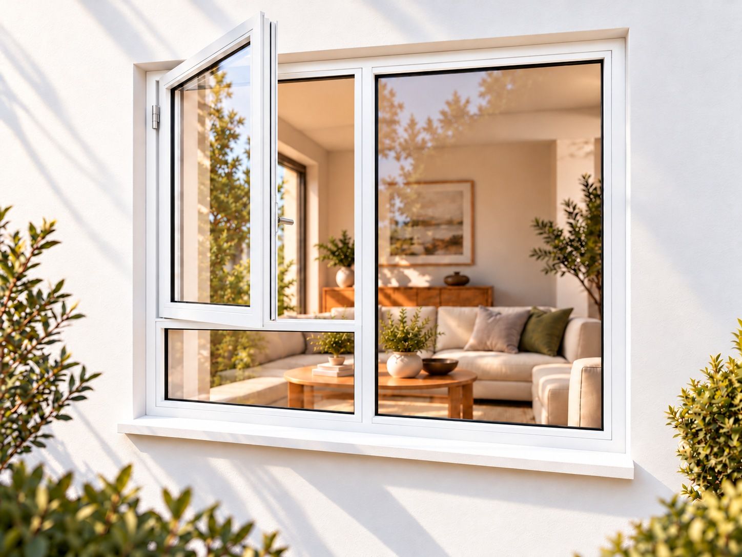 Kenzo Premium Side-Hung Aluminium Window - White, 1500 1500 mm, Left Side Opener with Fixed Bottom Pane