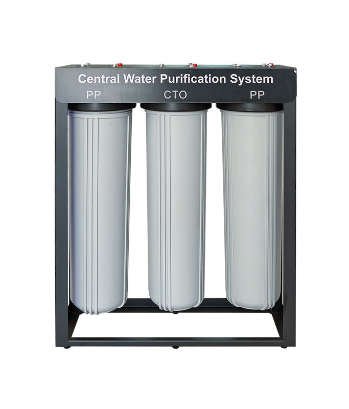 Grey 3 Stage Big Blue Water Filter With Cartridges (On Stand)