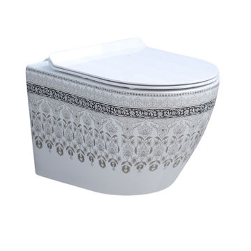 WALL HUNG TOILET - AZALEA - WHITE & BROWN ART