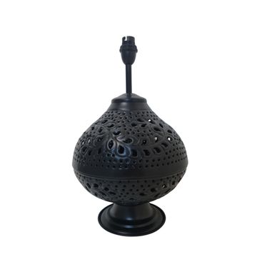 Litex Lamps Black Ivy Rounded Leaf Etched Table Lamp - Small