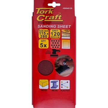 Sanding Sheet Orb 115x280mm 120 Grit No Holes 5 Piece - 8 Pack