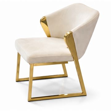 Madiega Furniture - Modern Velvet Accent Chair with Gold Geometric Frame and Winged Armrests