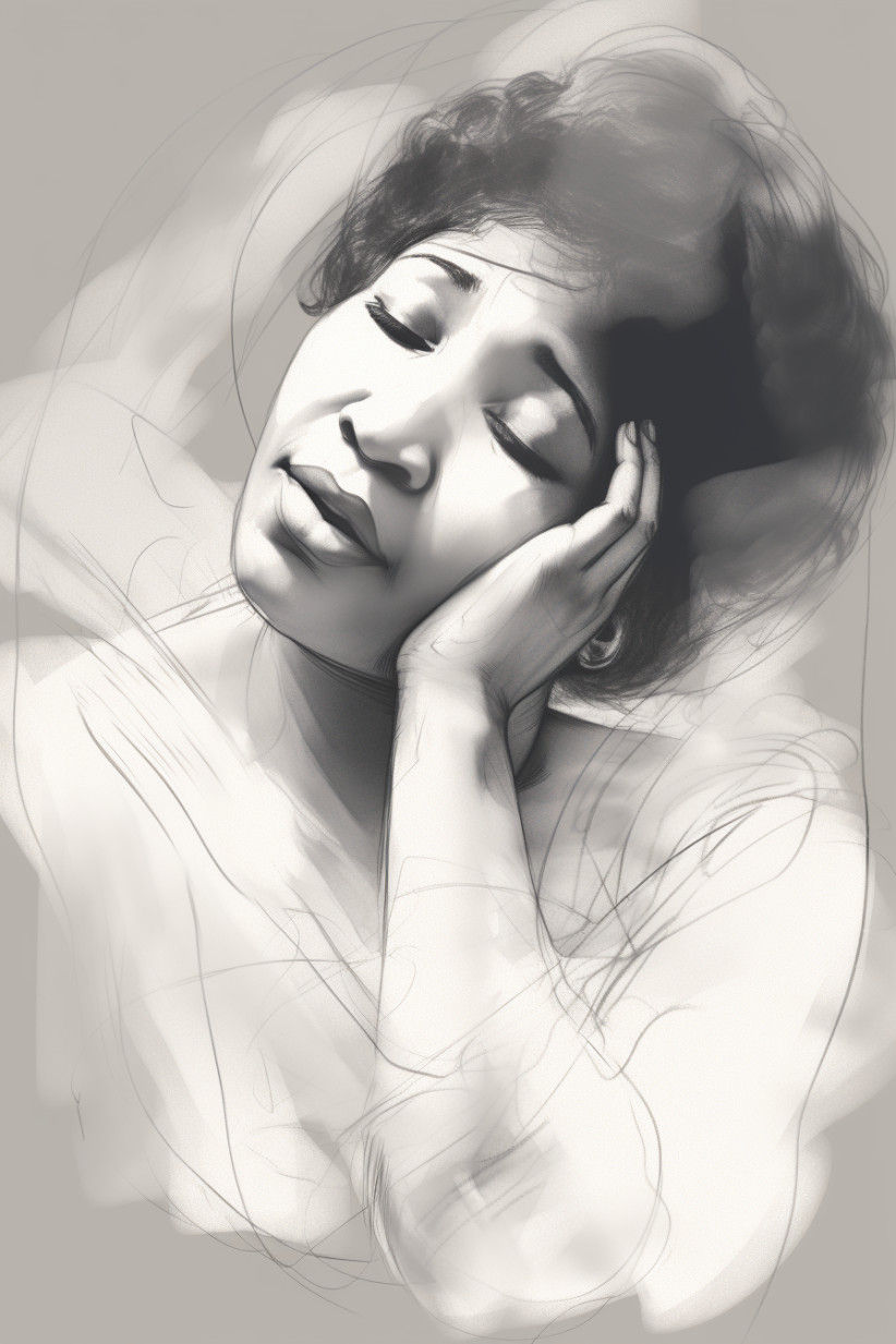Canvas Wall Art - Light Sketch Aretha Franklin light Sketch - A1533 - [120 x 80 cm]