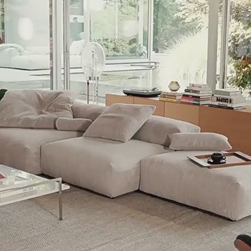 Corduroy Modular Wide Seat Chaise Sofa Block - Green