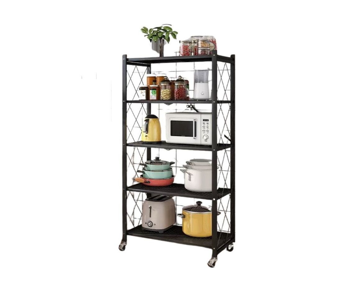 Black Metal 5-Tier Kitchen Storage Rack