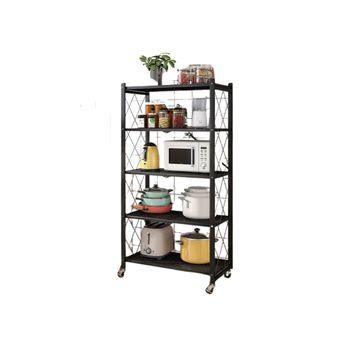 Black Metal 5-Tier Kitchen Storage Rack