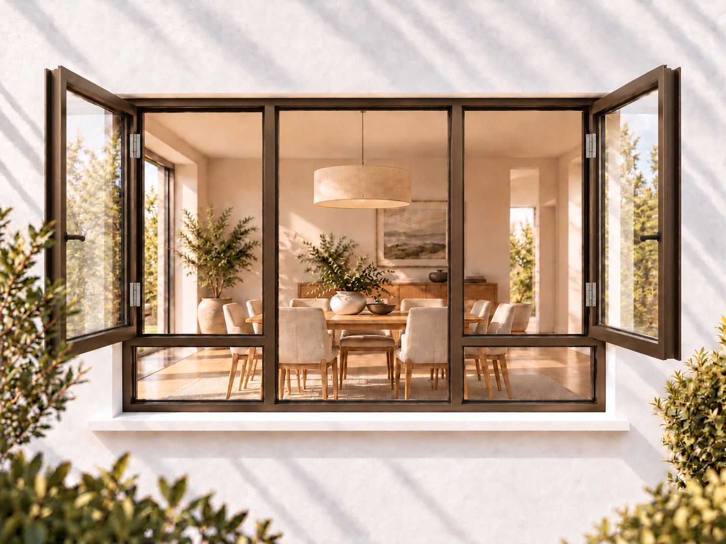 Kenzo Premium Side-Hung Aluminium Window - Bronze, 1800 1500 mm, Double Side Opener with Fixed Bottom Panes