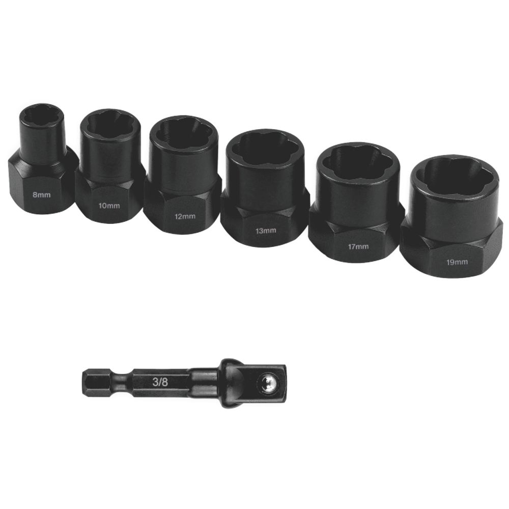 Bolt Extract Set 7Pce 8/10/12/13/17/19Mm 1Pc 50Mm 1/4